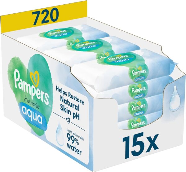 Pampers Harmonie Aqua Feuchttücher – 99 % Wasser & hautfreundlich